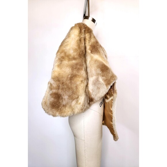 40s 50s Rabbit Fur Stole Cape Capelet Shawl Shrug Mid Century SOFT Wedding OS - Picture 4 of 8